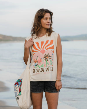 Roam Wild Recycled Cotton Tank Top - Birch