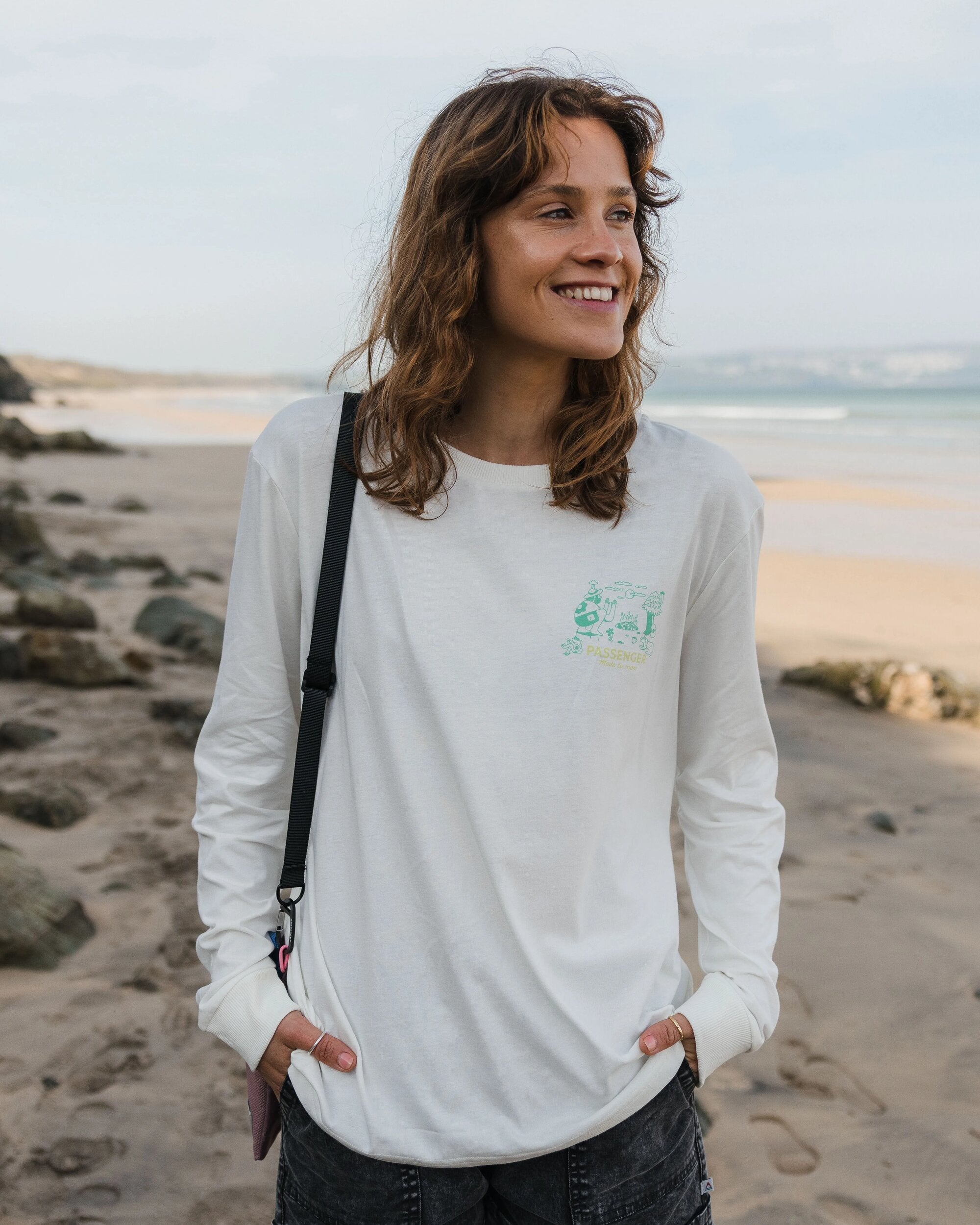 Better Outside Organic Cotton Oversized Long Sleeve T-Shirt - Marshmallow