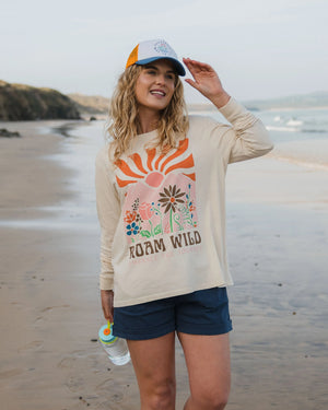 Roam Wild Recycled Cotton Oversized Long Sleeve T-Shirt - Birch