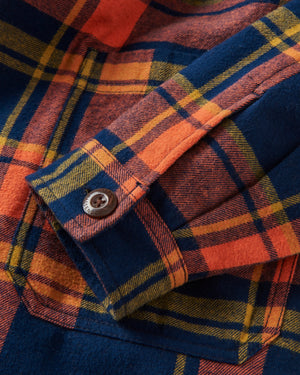 Flint Organic Cotton Shirt Jacket - Rich Navy/Burnt Orange