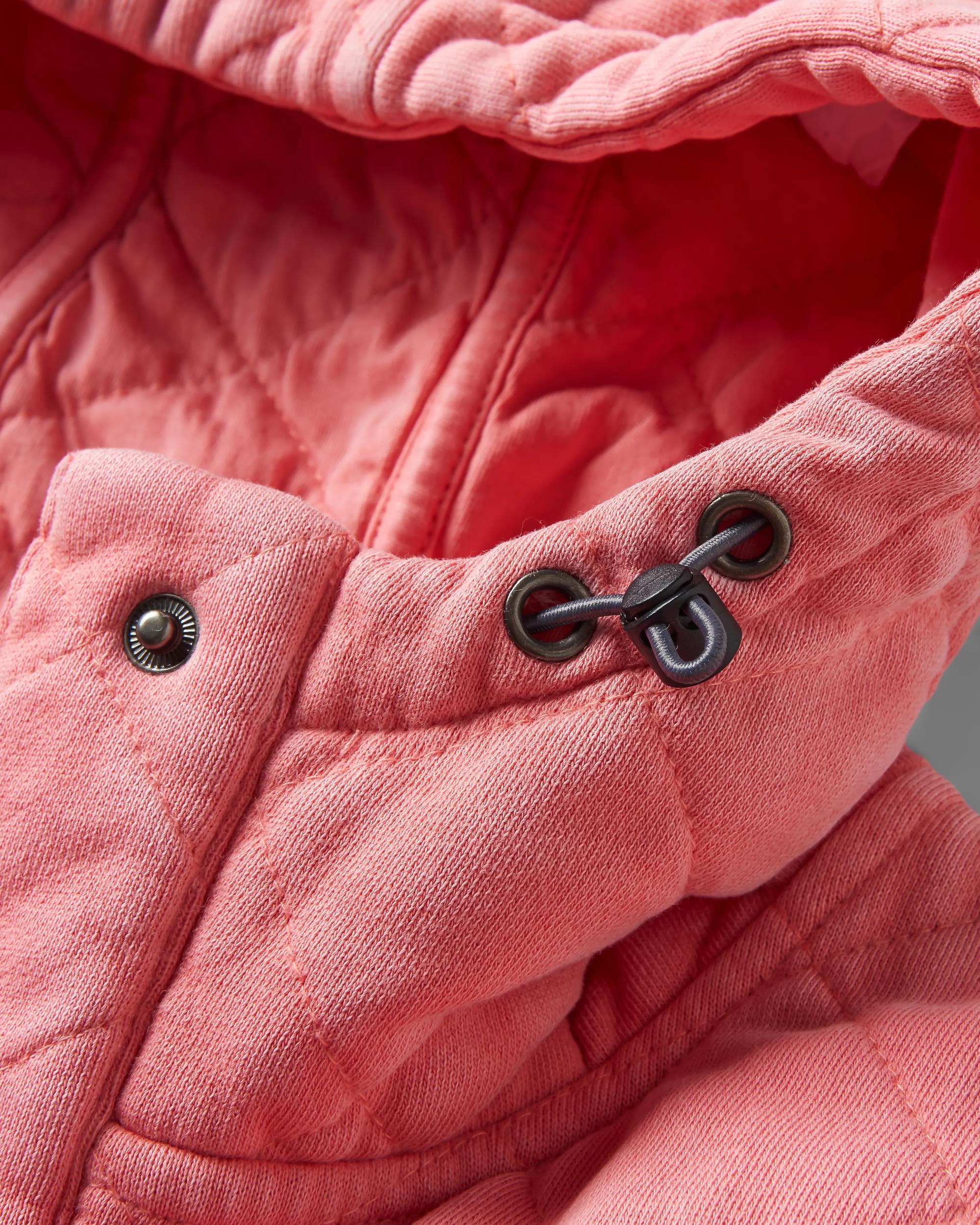 Clementine Recycled Quilted Button Up Hoodie - Shell Pink