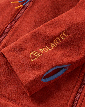 Women's Crest Recycled Polartec Fleece Hoodie - Red Ochre