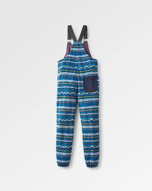 Ace Recycled Polar Fleece Overalls - Mountain Geo Tidal Blue