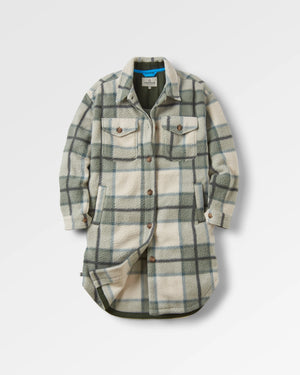 Cloudy Recycled Sherpa Fleece Shirt - Pistachio Check