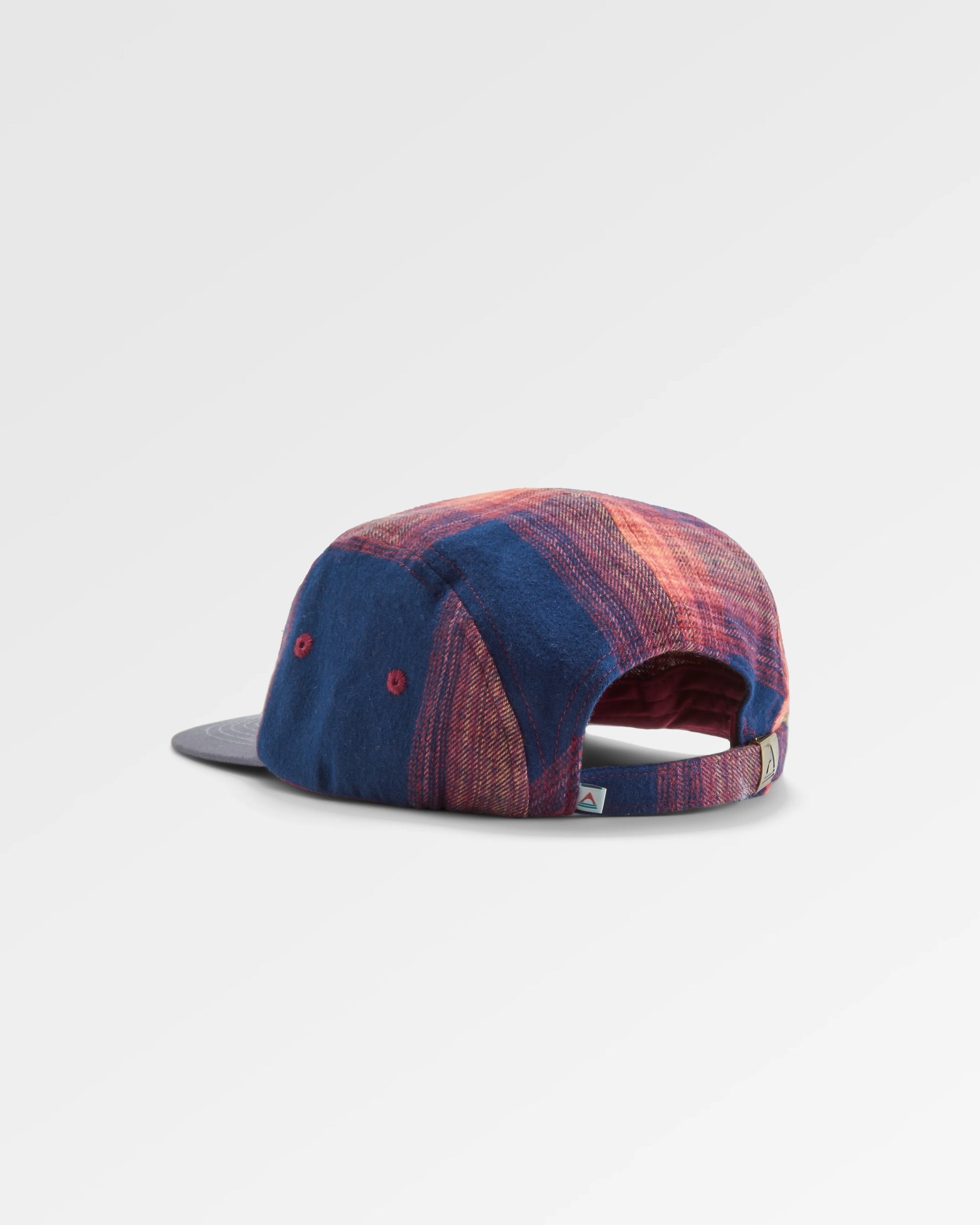 Fixie Recycled Flannel 5 Panel Hat - Rich Navy/ Red Ochre Check