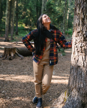 Flint Organic Cotton Shirt Jacket - Rich Navy/Burnt Orange