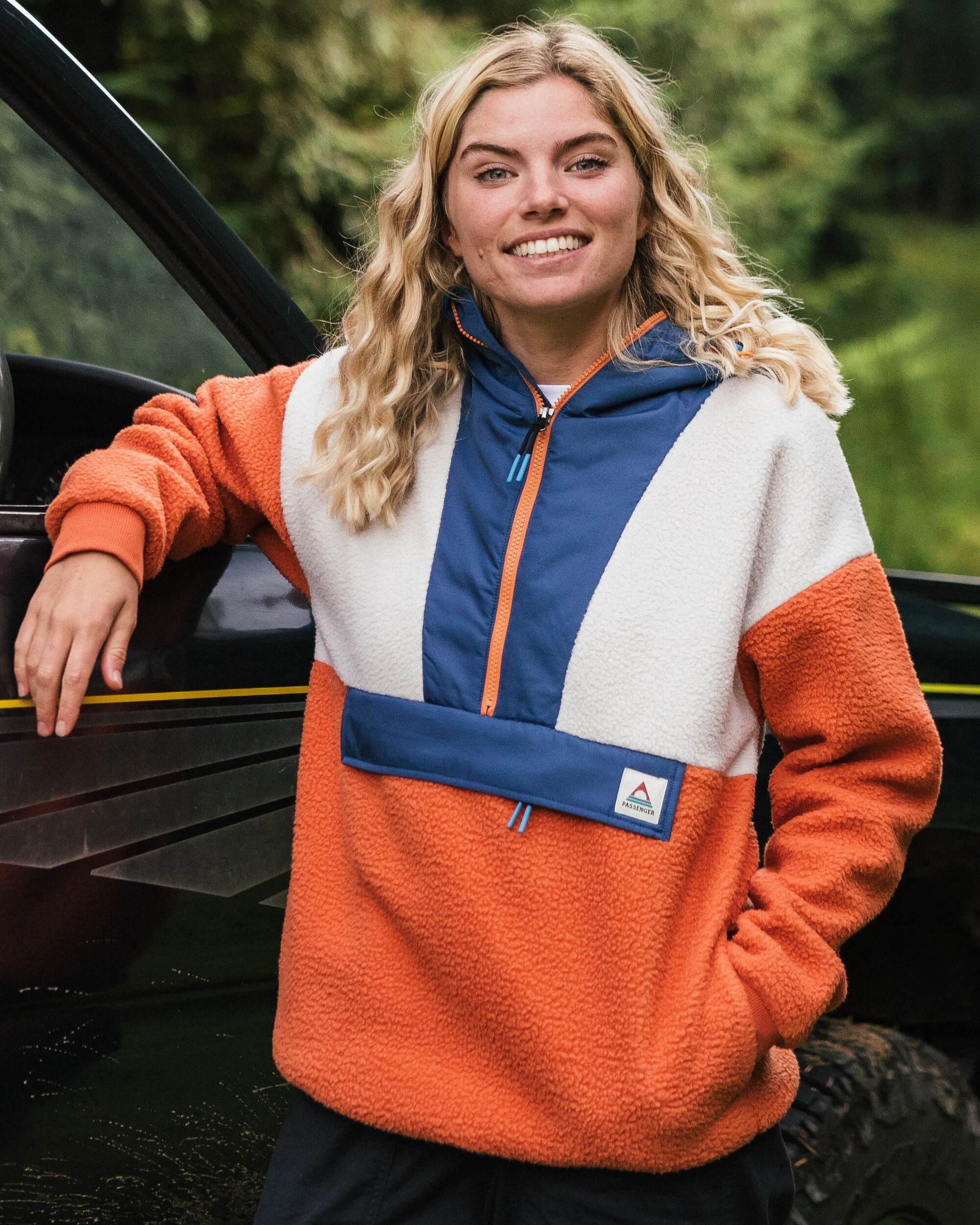 Maren Half Zip Recycled Sherpa Fleece - Burnt Orange