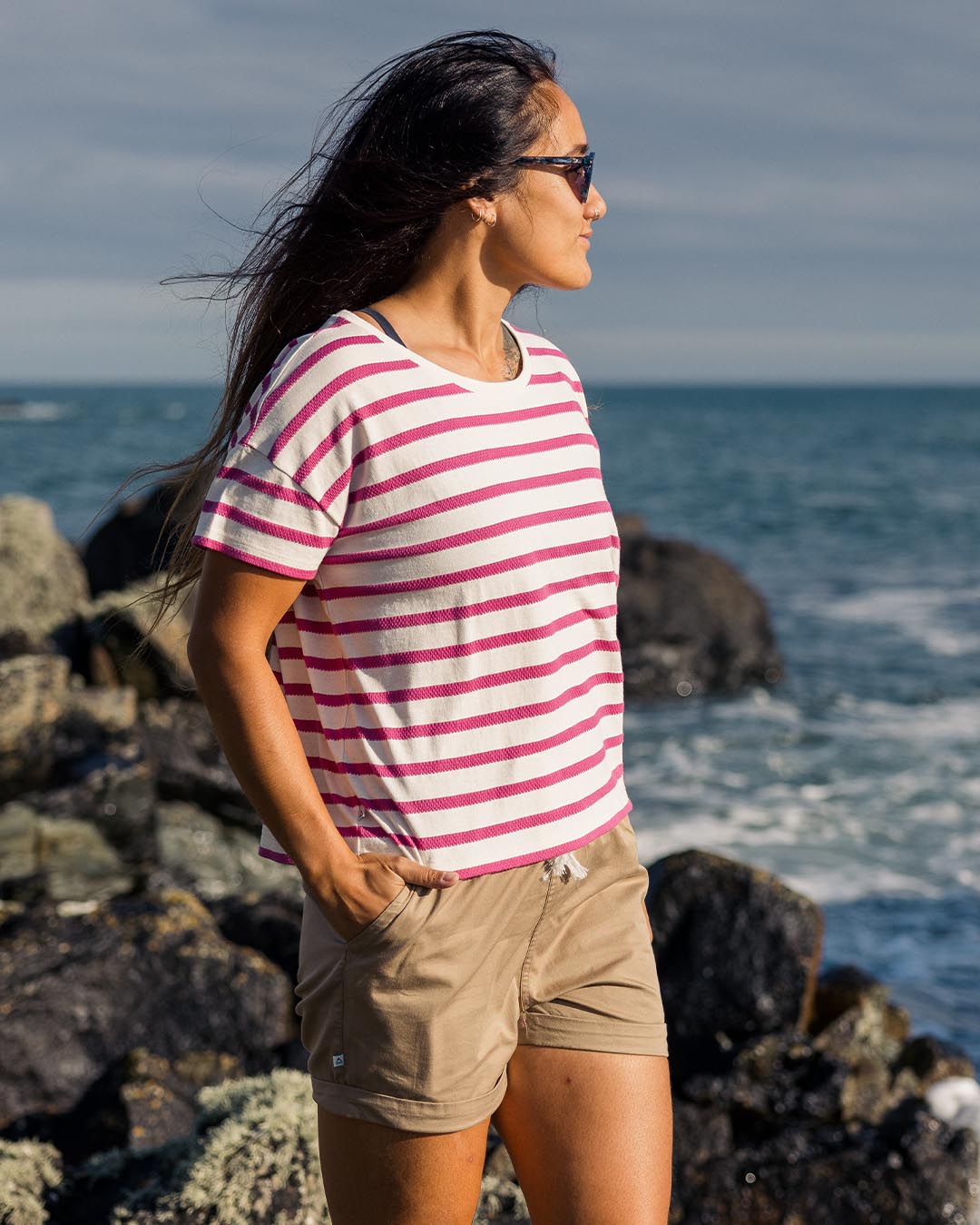 Skye Stripe T-Shirt - Fuchsia