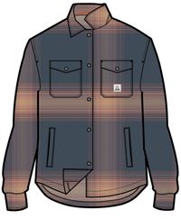 East Recycled Polar Fleece Long Sleeve Shirt - Rich Navy/ Red Ochre Check